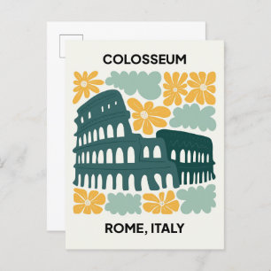 Colosseum Rome Italy abstract travel floral art Postcard