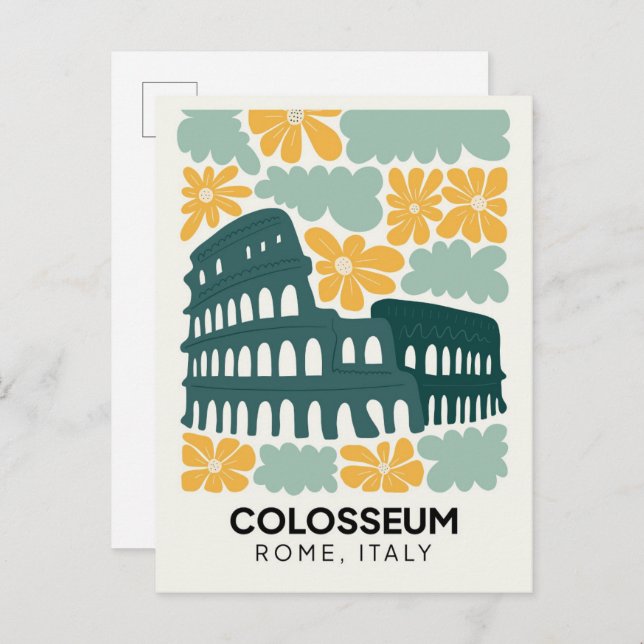 Colosseum Rome Italy abstract travel floral art Postcard (Front/Back)