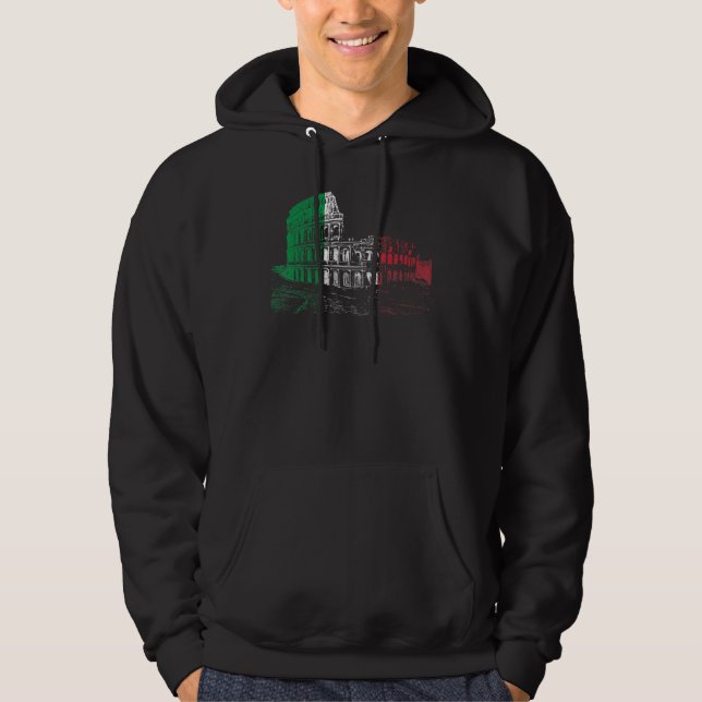 Colosseum Rome Italy Flag Pride Hoodie (Front)