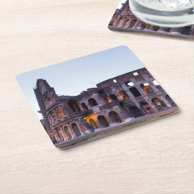 Colosseum - Rome - Italy Square Paper Coaster (Angled)