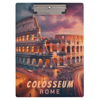Colosseum Rome Italy Vintage Travel Clipboard