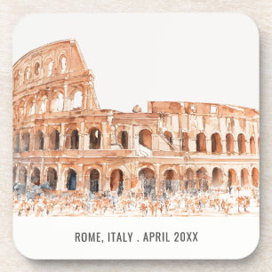 Colosseum Rome Italy Watercolor Italian Travel Coaster