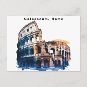 Colosseum Rome Italy Watercolor Postcard