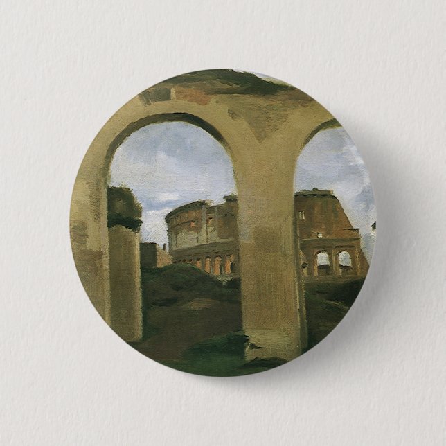 Colosseum Seen through the Arcades in Rome, Italy 6 Cm Round Badge (Front)