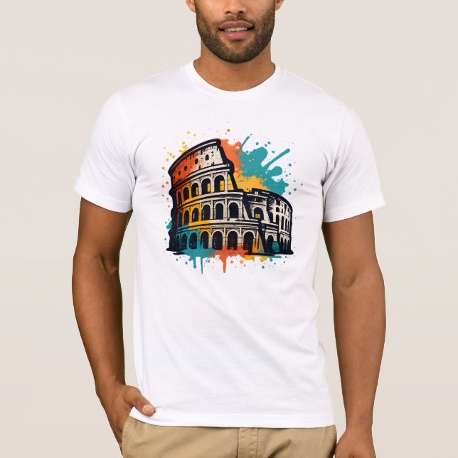 Colosseum Street Art – Colourful Rome Landmark T-Shirt (Front)