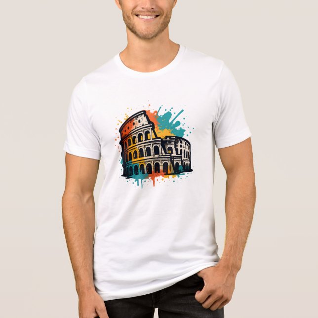 Colosseum Street Art – Colourful Rome Landmark Tri-Blend Shirt (Front)
