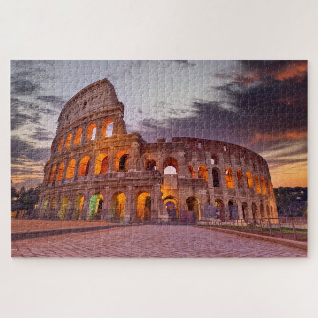 Colosseum Sunset Rome Italy Building Travel Jigsaw Puzzle (Horizontal)