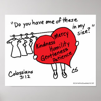 Colossians 3:12 Red Heart Poster