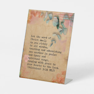 Colossians 3:16 NKJ Bible Verse Image Pedestal Sign