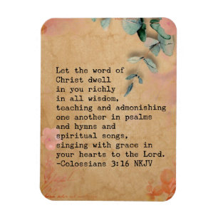 Colossians 3:16 NKJV Bible Verse Magnet