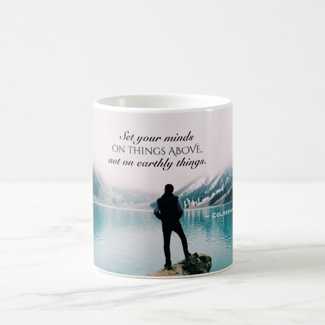 Colossians 3:2 Set your minds on things above Coffee Mug (Center)