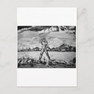 Colossus of Rhodes Black and White Postcard
