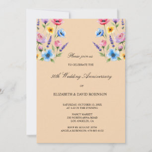 Colour 50th anniversary wedding anniversary invitation
