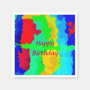 Colour Abstract Happy Birthday Colourful Custom Te Napkin