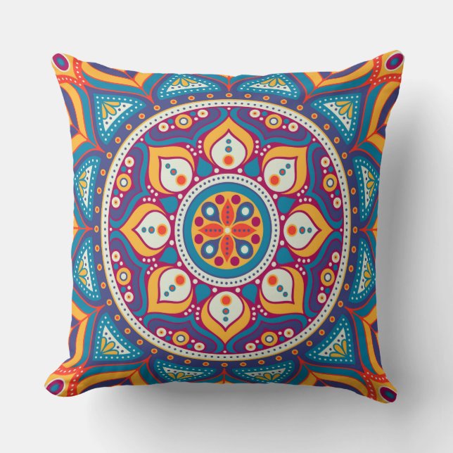 Colour Abstract Mandala Decor Pillow (Front)