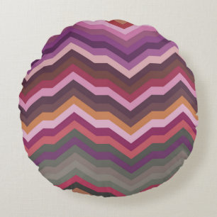 Colour Abstract Retro Striped Background, Fashion Round Cushion