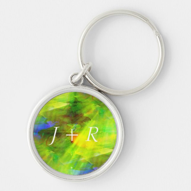 colour abstract seamless background green, yellow key ring (Front)