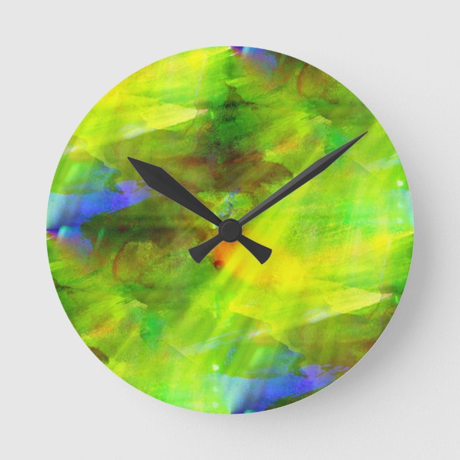 colour abstract seamless background green, yellow round clock (Front)