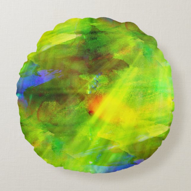 colour abstract seamless background green, yellow round cushion (Front)