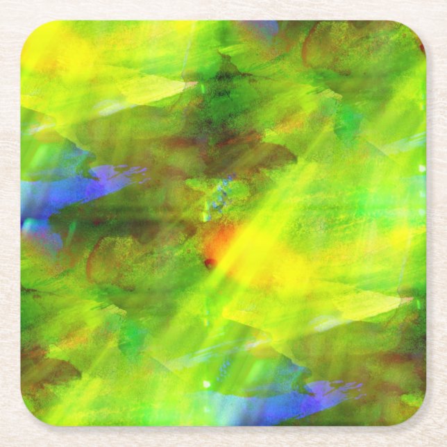 colour abstract seamless background green, yellow square paper coaster (Front)