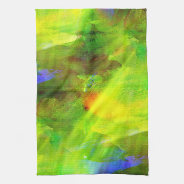colour abstract seamless background green, yellow tea towel (Vertical)