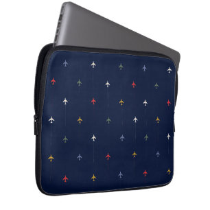 Colour Aeroplanes Dark Blue Patterns Laptop Sleeve