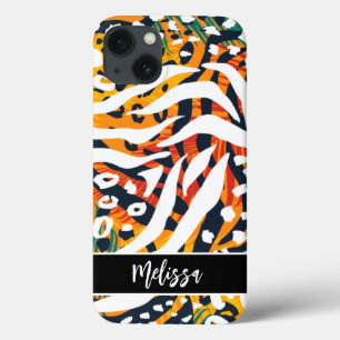 Colour Animal Print Personalised iPhone 13 Case