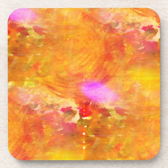 colour art seamless background yellow, orange coaster (Front)