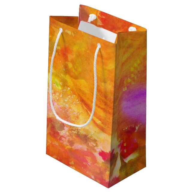 colour art seamless background yellow, orange small gift bag (Back Angled)