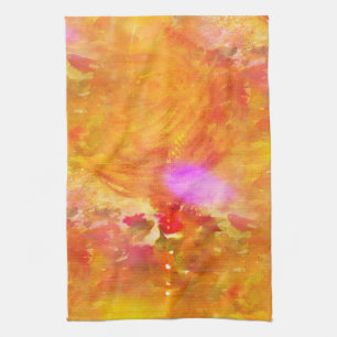 colour art seamless background yellow, orange tea towel