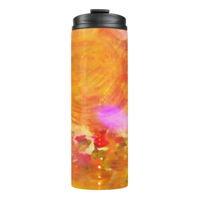 colour art seamless background yellow, orange thermal tumbler (Front)