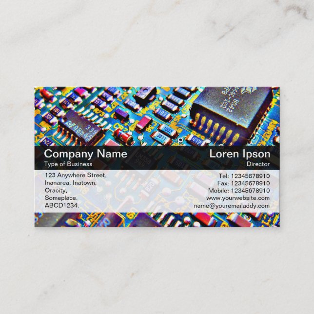 Colour Band - Black - Colourful Circuitry Business Card (Front)