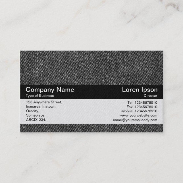 Colour Band - Black - Faded Black Denim Business Card (Front)