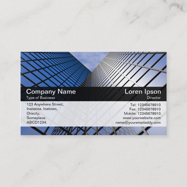 Colour Band - Black - Reflective Office Block Business Card (Front)
