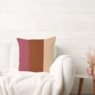 Colour Bands Three Shades Brown Pink Ecru Cushion