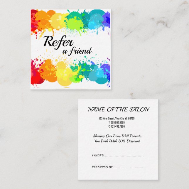 Colour blast Rainbow vibrant Referral Card (Front/Back)