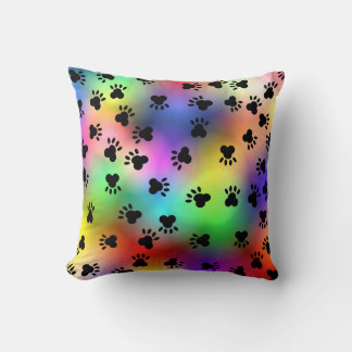 Colour Blend Dog Paw Prints Cushion