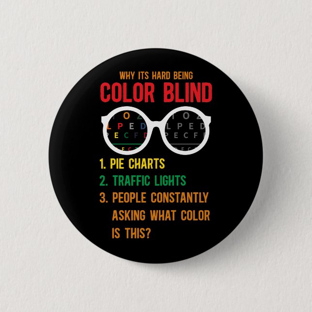 Colour Blind Blindness Test Eye Glasses 6 Cm Round Badge (Front)