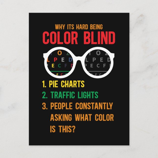 Colour Blind Blindness Test Eye Glasses Postcard (Front)