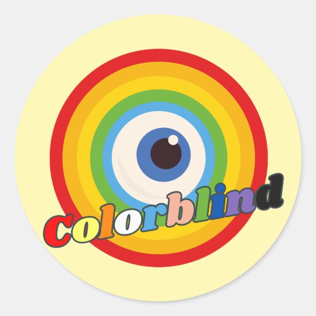 colour blind - rainbow eyeball classic round sticker (Front)
