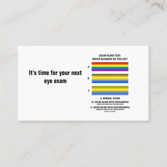 Colour Blind Test: Which Rainbow Do You See? Appointment Card (Front)