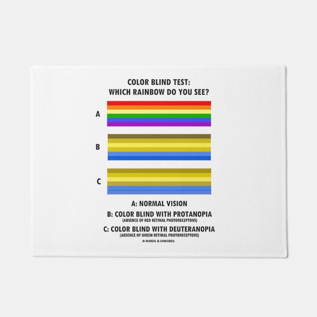 Colour Blind Test: Which Rainbow Do You See? Doormat (Front)