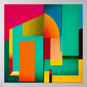 Colour Block Abstract Painting Poster