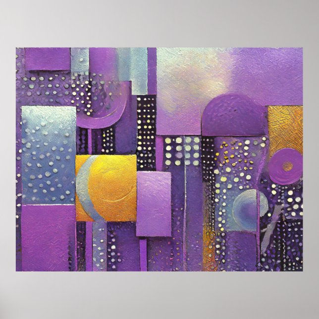 Colour Block Abstract Violet and Gold ID1043 Poster (Front)