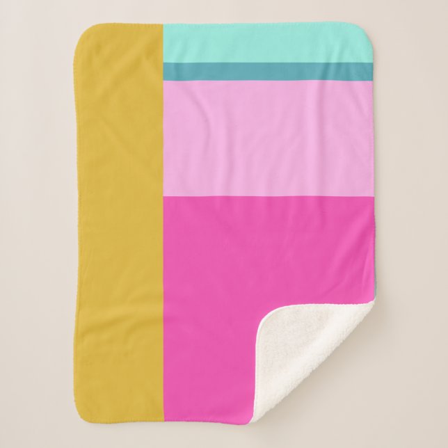 Colour Block Art Geometric Shapes Bright Turquoise Sherpa Blanket (Front)