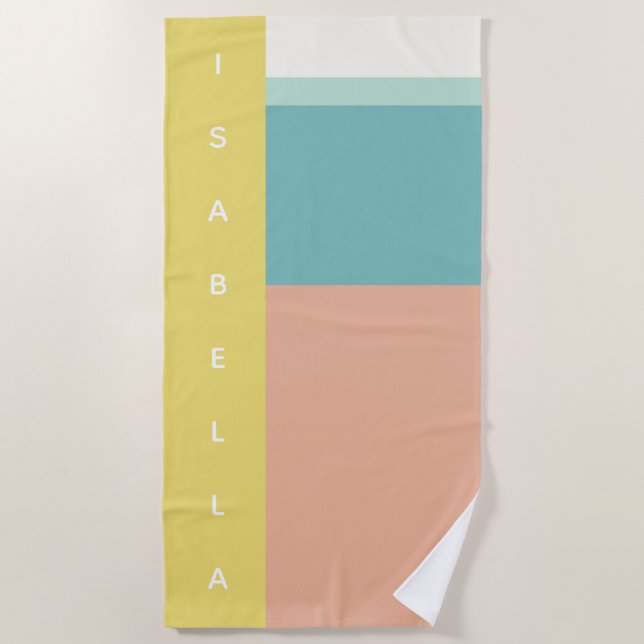 Colour Block Art in Retro Beach Pastel Colours Nam Beach Towel (Front)