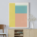 Colour Block Art in Retro Beach Pastel Colours Poster<br><div class="desc">A simple,  modern colour block design in tropical beach colours of coral,  yellow,  aqua,  and sea glass.</div>