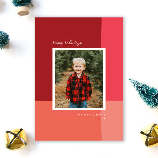 Colour Block Background Holiday Photo Card