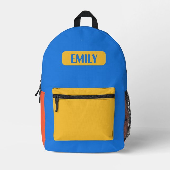 Colour Block Backpack for kids - Personalised Name (Front)