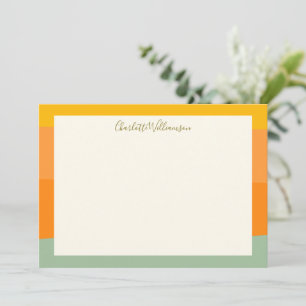 Colour Block Border Script Name Personalised Flat Card